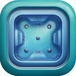 Hot Tub Watch app icon: a square blue hot tub seen from above, with jets around the rim.