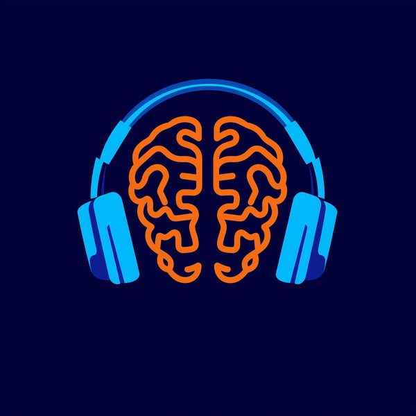 Significant podcast artwork: an orange outline of a brain wearing blue headphones on a dark navy background.